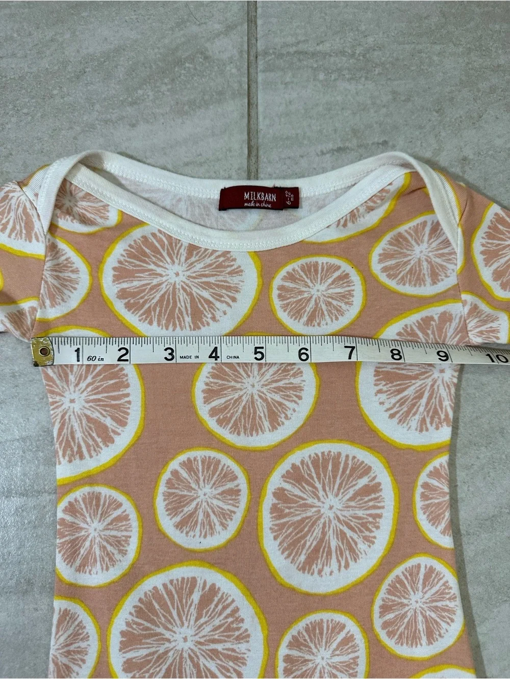 milkbarn Grapefruit Citrus Baby Organic Cotton Bodysuit Size 6-12 Mo